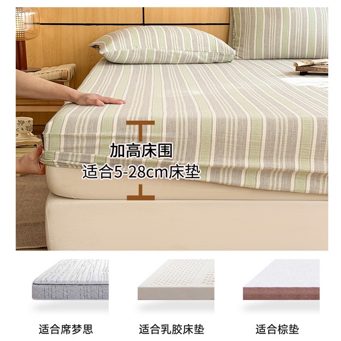 91家纺网 家纺一手货源 找家纺 眠博士 2026新款全棉纯棉双层皱皱纱单床笠单品床笠床笠单件 床笠-皱皱灰绿