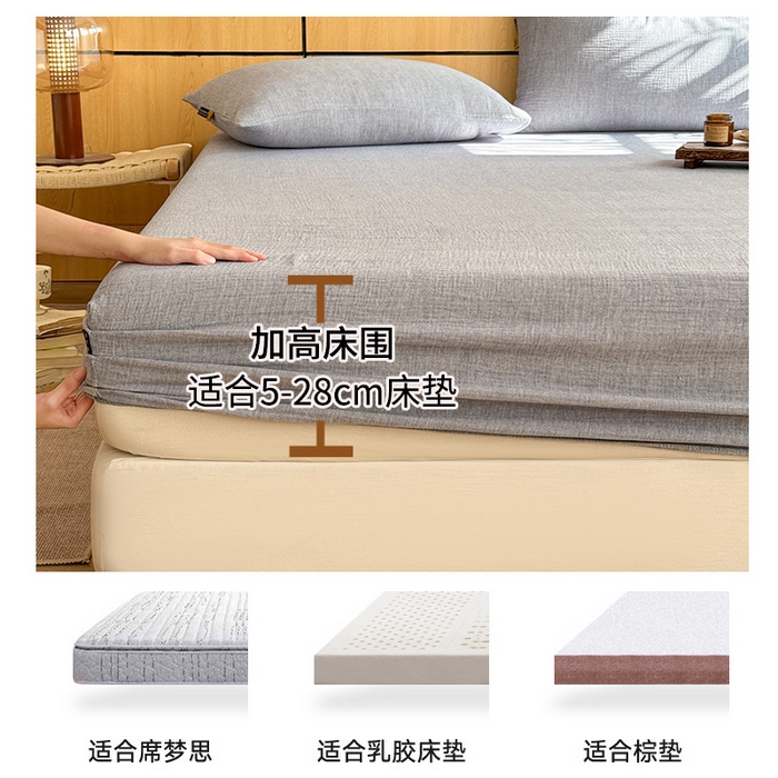 91家纺网 家纺一手货源 找家纺 眠博士 2026新款全棉纯棉双层皱皱纱单床笠单品床笠床笠单件 床笠-皱皱中蓝