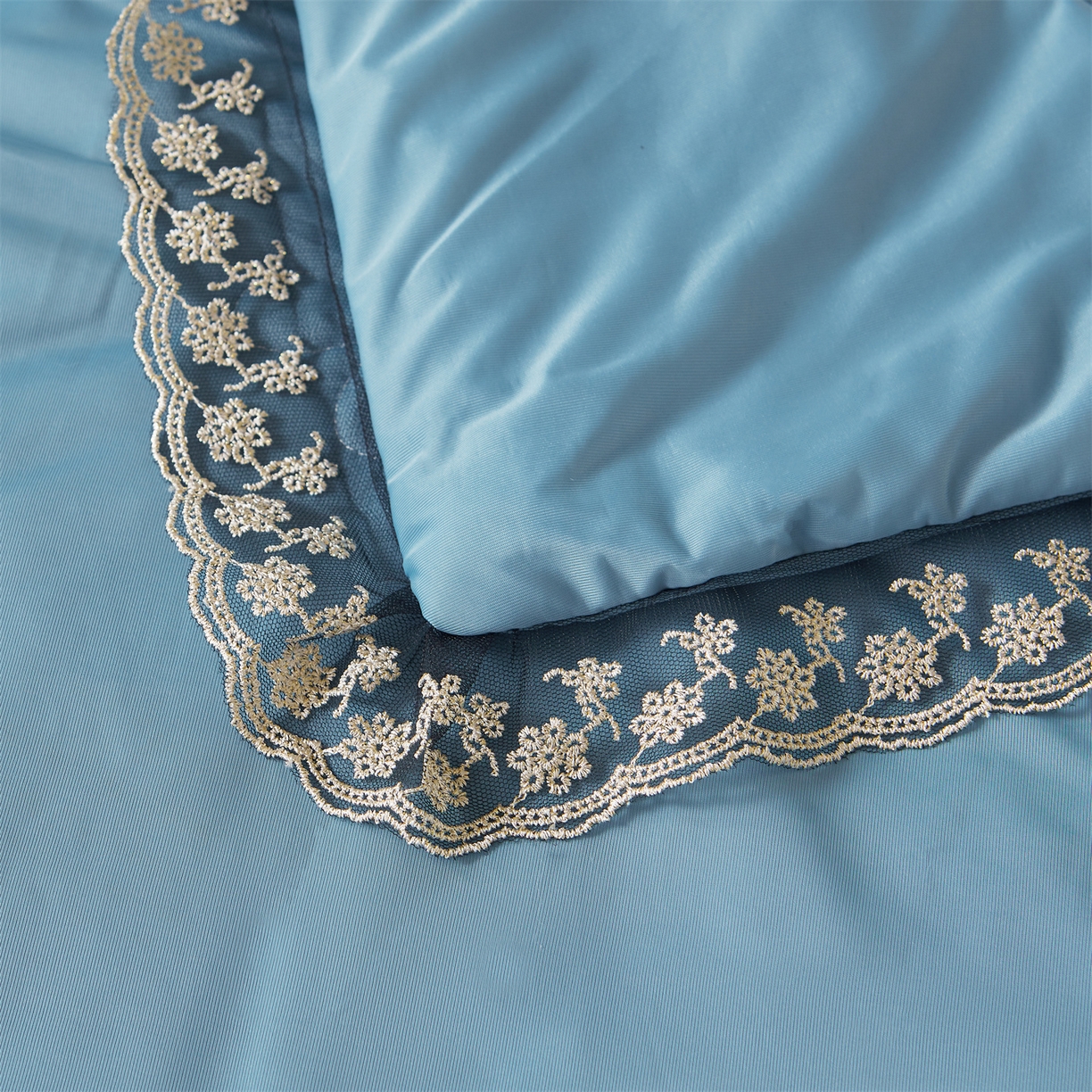 91家纺网 家纺一手货源 找家纺 好儿喜家纺 2026新款夏季高端乳胶凉席三件套可脱卸花边凉席-雅颂系列 雅颂-宾利蓝