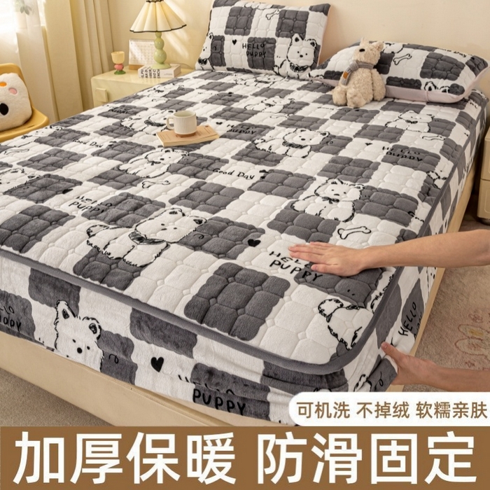 91家纺网 家纺一手货源 找家纺 （总）北望家纺 2025新款A类牛奶绒夹棉加厚床笠