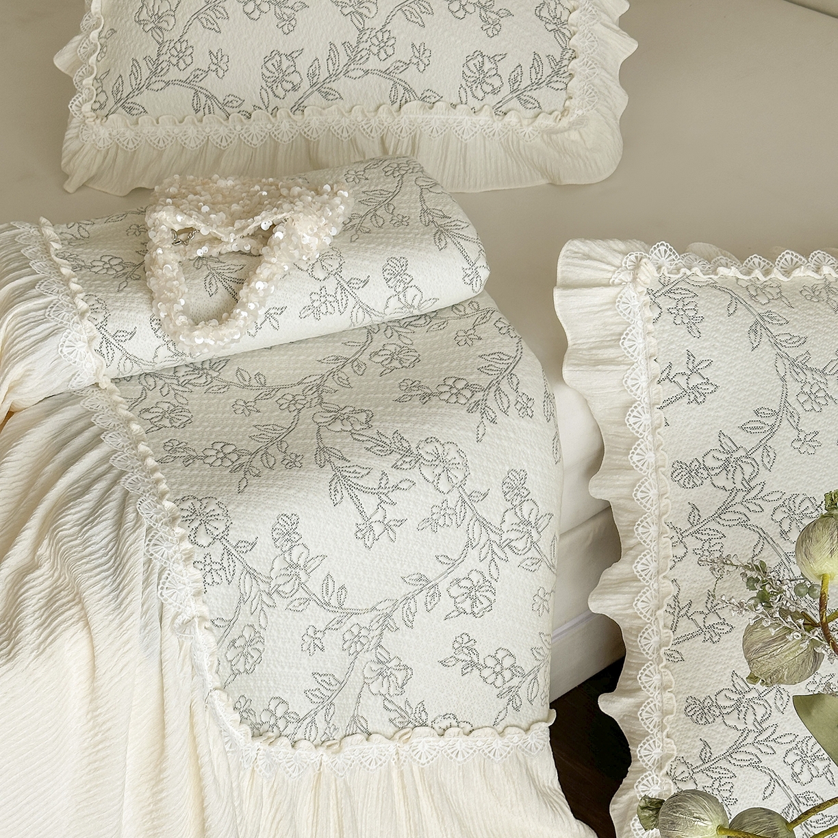 91家纺网 家纺一手货源 找家纺 （总）乐朵家居 2026新款 楠枝（加厚复合）凉豆豆 凉席三件套