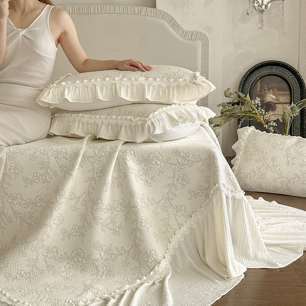 91家纺网 家纺一手货源 找家纺 乐朵家居 2026新款 楠枝（加厚复合）凉豆豆 凉席三件套 卡其