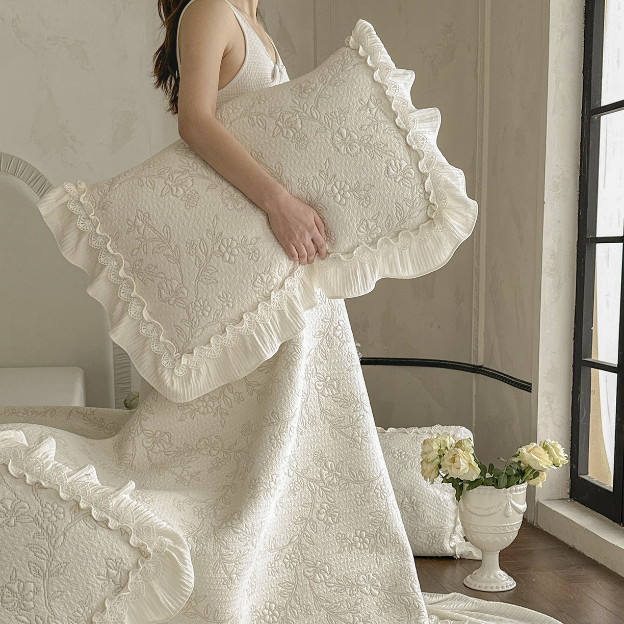 91家纺网 家纺一手货源 找家纺 乐朵家居 2026新款 楠枝（加厚复合）凉豆豆 凉席三件套 卡其