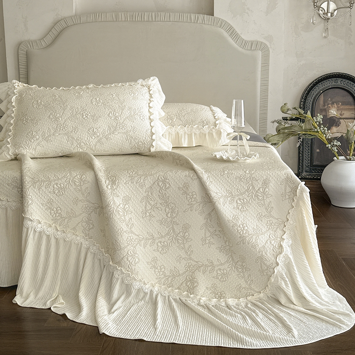 91家纺网 家纺一手货源 找家纺 乐朵家居 2026新款 楠枝（加厚复合）凉豆豆 凉席三件套 卡其