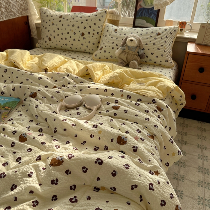 91家纺网 家纺一手货源 找家纺 （总）贝扬思家纺 2026春夏新款高品质A类泡芙纱床盖夏被夏凉被空调被四件套-青提系列