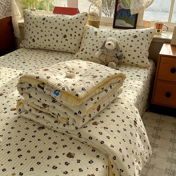 91家纺网 家纺一手货源 找家纺 （总）贝扬思家纺 2026春夏新款高品质A类泡芙纱床盖夏被夏凉被空调被四件套-青提系列