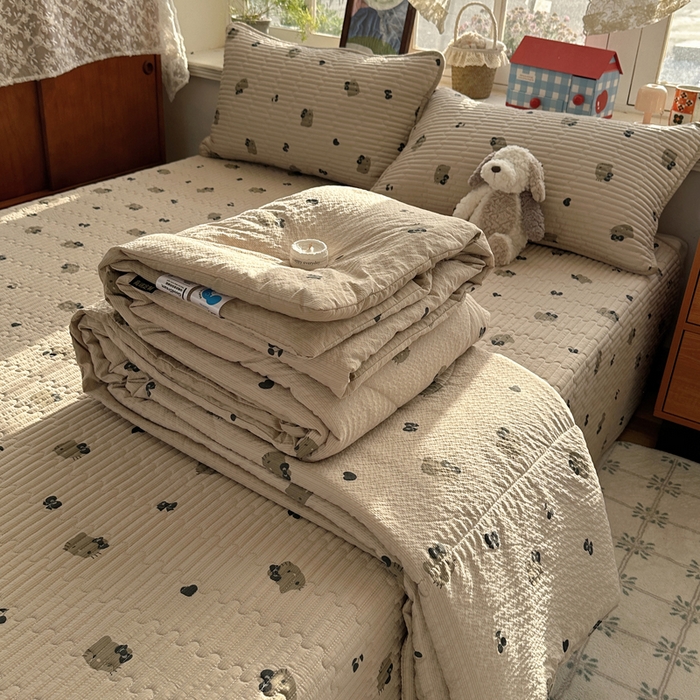 91家纺网 家纺一手货源 找家纺 （总）贝扬思家纺 2026春夏新款高品质A类泡芙纱床盖夏被夏凉被空调被四件套-青提系列