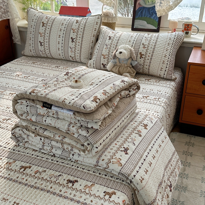 91家纺网 家纺一手货源 找家纺 （总）贝扬思家纺 2026春夏新款高品质A类泡芙纱床盖夏被夏凉被空调被四件套-青提系列