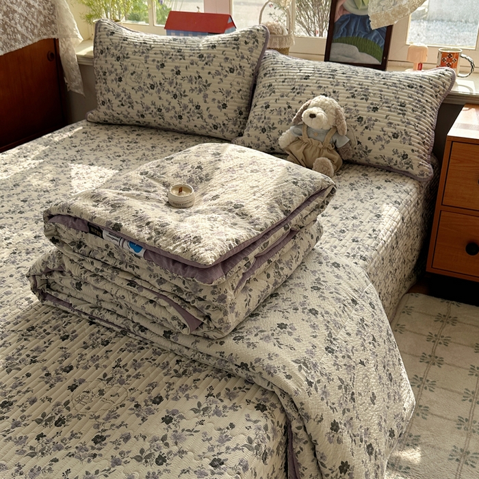 91家纺网 家纺一手货源 找家纺 （总）贝扬思家纺 2026春夏新款高品质A类泡芙纱床盖夏被夏凉被空调被四件套-青提系列