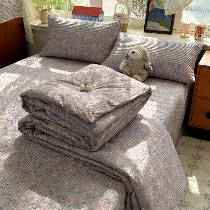 91家纺网 家纺一手货源 找家纺 （总）贝扬思家纺 2026春夏新款高品质A类泡芙纱床盖夏被夏凉被空调被四件套-青提系列