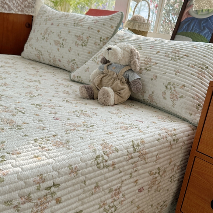 91家纺网 家纺一手货源 找家纺 贝扬思家纺 2026春夏新款高品质A类泡芙纱床盖夏被夏凉被空调被四件套-青提系列 青提-蝶栖黄花