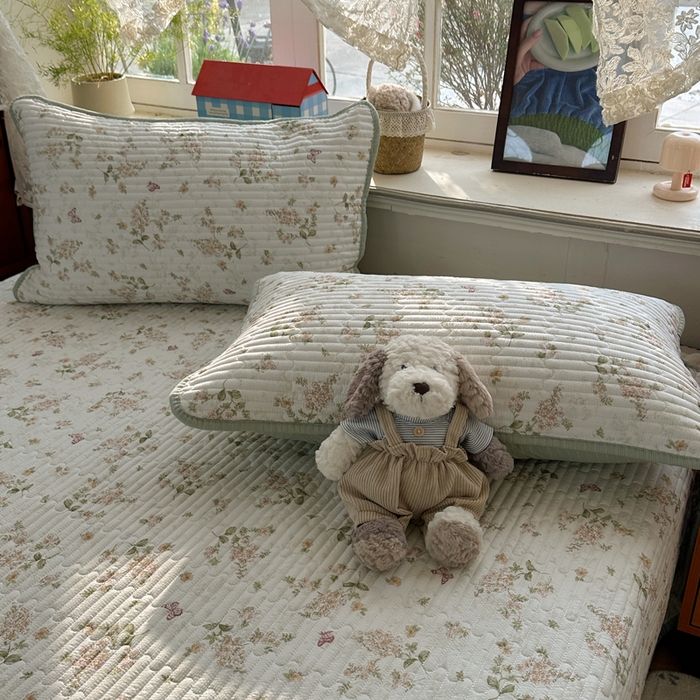 91家纺网 家纺一手货源 找家纺 贝扬思家纺 2026春夏新款高品质A类泡芙纱床盖夏被夏凉被空调被四件套-青提系列 青提-蝶栖黄花