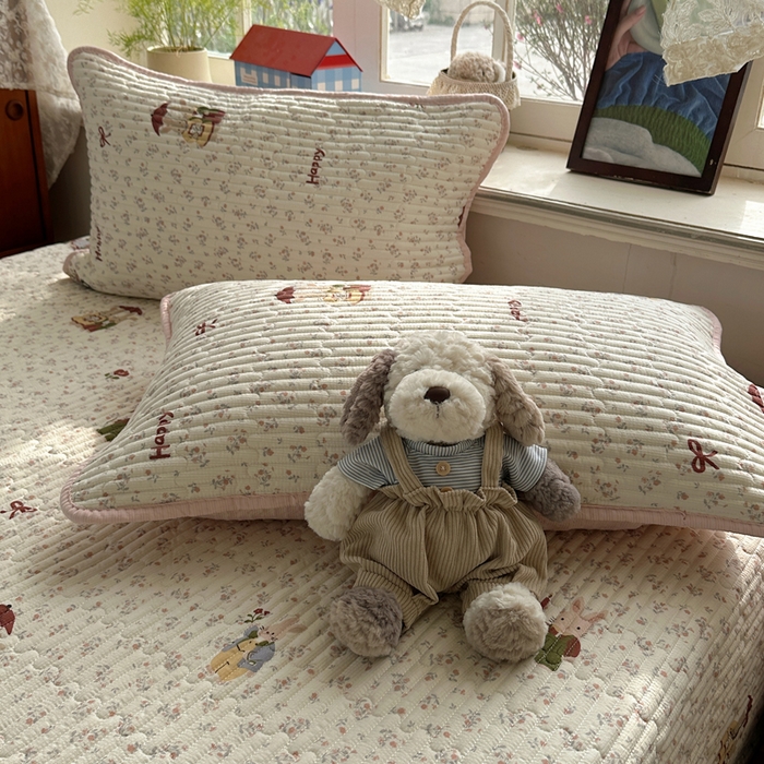 91家纺网 家纺一手货源 找家纺 贝扬思家纺 2026春夏新款高品质A类泡芙纱床盖夏被夏凉被空调被四件套-青提系列 青提-躲雨小兔