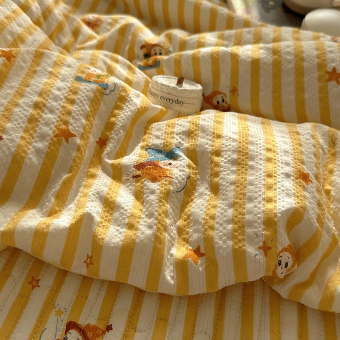 91家纺网 家纺一手货源 找家纺 贝扬思家纺 2026春夏新款高品质A类泡芙纱床盖夏被夏凉被空调被四件套-青提系列 青提-魔法星星