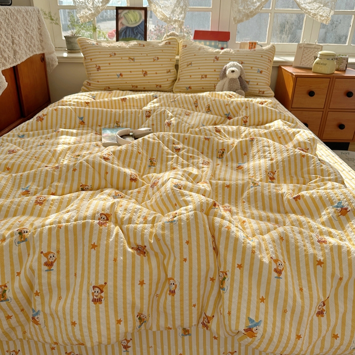 91家纺网 家纺一手货源 找家纺 贝扬思家纺 2026春夏新款高品质A类泡芙纱床盖夏被夏凉被空调被四件套-青提系列 青提-魔法星星