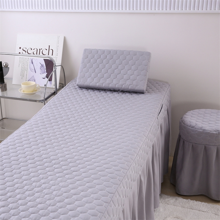 91家纺网 家纺一手货源 找家纺 乐逸家纺 2026新款源头工厂美容床罩套件可定制可以刺绣logo四季款亲肤 小清新绿色+灰