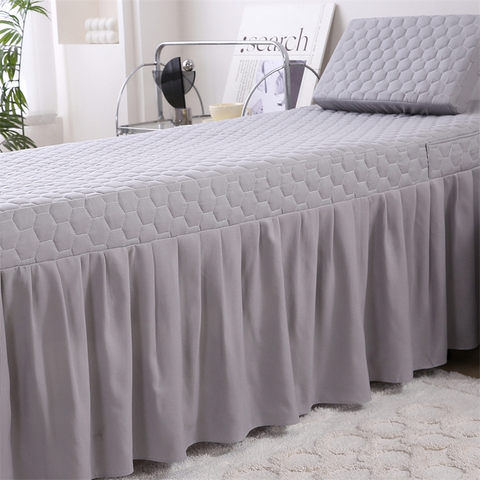 91家纺网 家纺一手货源 找家纺 乐逸家纺 2026新款源头工厂美容床罩套件可定制可以刺绣logo四季款亲肤 小清新绿色+灰