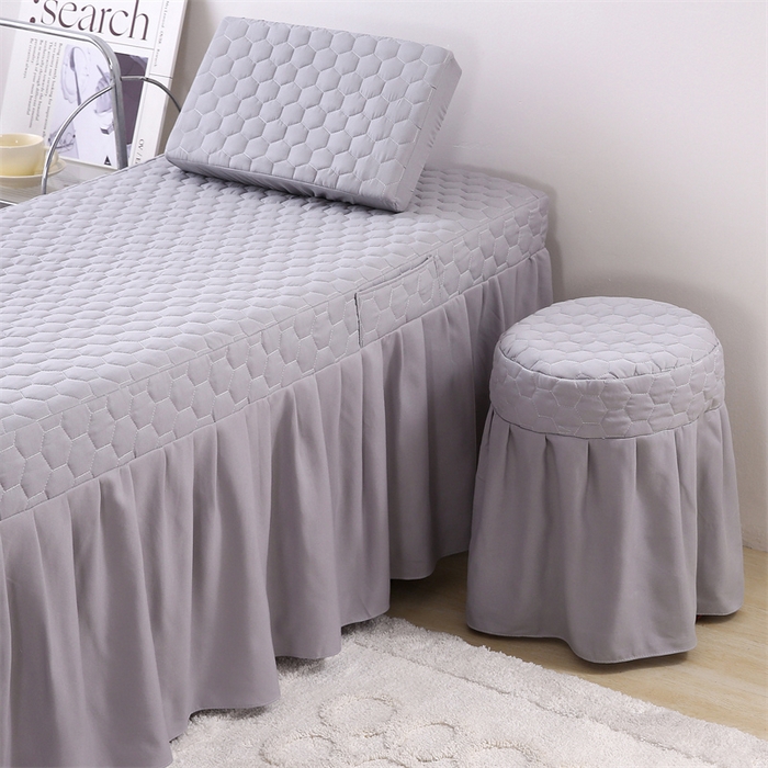 91家纺网 家纺一手货源 找家纺 乐逸家纺 2026新款源头工厂美容床罩套件可定制可以刺绣logo四季款亲肤 小清新绿色+灰