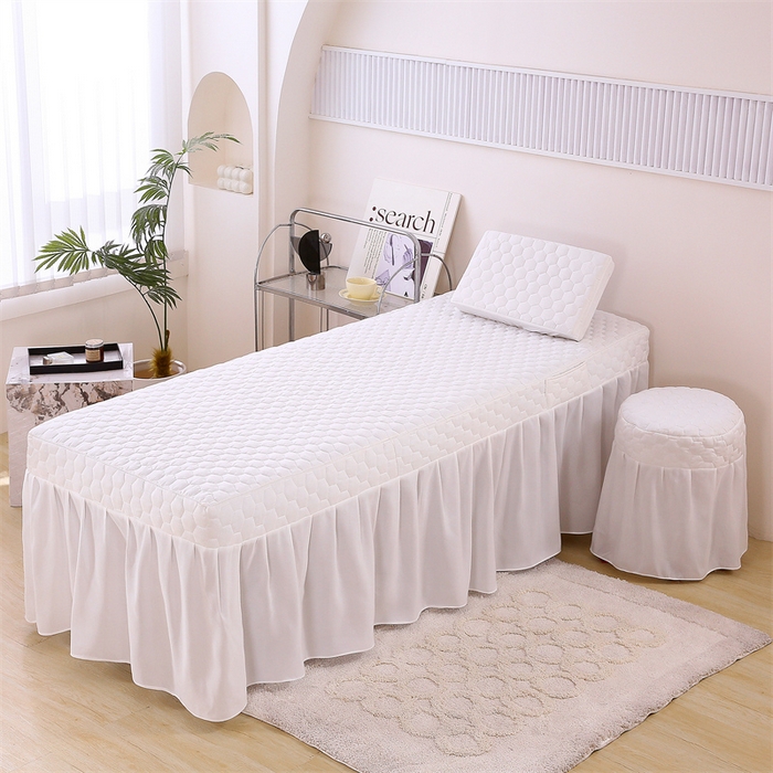 91家纺网 家纺一手货源 找家纺 乐逸家纺 2026新款源头工厂美容床罩套件可定制可以刺绣logo四季款亲肤 小清新蝴蝶结拼白