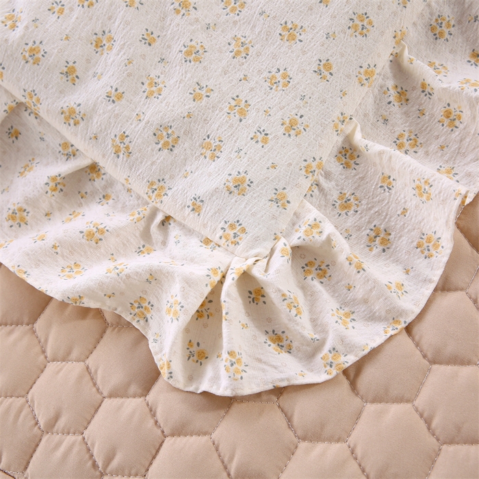 91家纺网 家纺一手货源 找家纺 乐逸家纺 2026新款源头工厂美容床罩套件可定制可以刺绣logo四季款亲肤 小清新栀子海拼驼