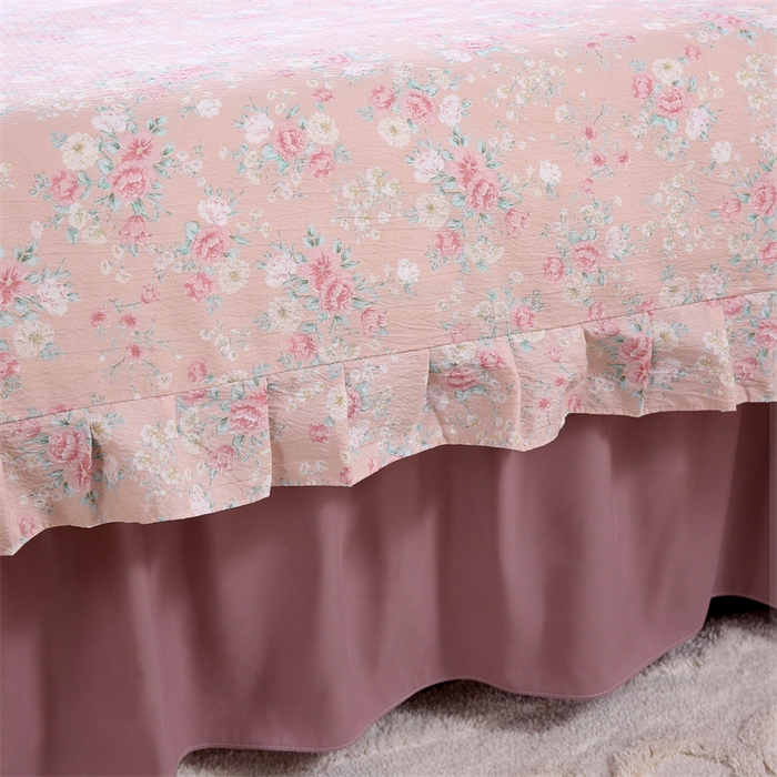 91家纺网 家纺一手货源 找家纺 乐逸家纺 2026新款源头工厂美容床罩套件可定制可以刺绣logo四季款亲肤 小清新豆沙