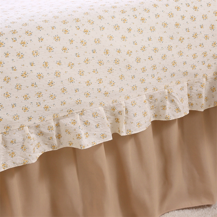 91家纺网 家纺一手货源 找家纺 乐逸家纺 2026新款源头工厂美容床罩套件可定制可以刺绣logo四季款亲肤 小清新栀子海拼驼