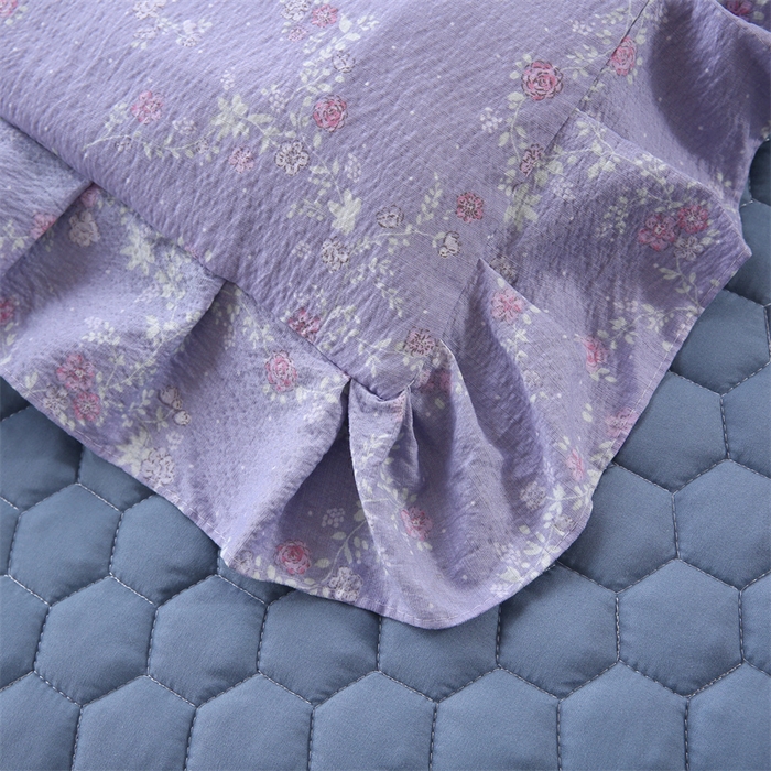 91家纺网 家纺一手货源 找家纺 乐逸家纺 2026新款源头工厂美容床罩套件可定制可以刺绣logo四季款亲肤 小清新紫拼蓝