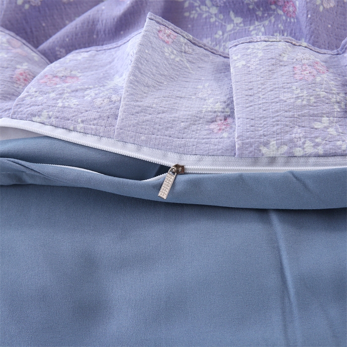 91家纺网 家纺一手货源 找家纺 乐逸家纺 2026新款源头工厂美容床罩套件可定制可以刺绣logo四季款亲肤 小清新紫拼蓝