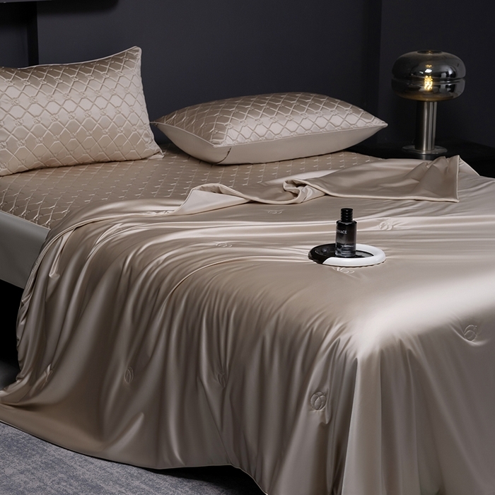 91家纺网 家纺一手货源 找家纺 （总）阿那亚 2026新款冰萃凉感硅胶凉席三件套夏被四件套