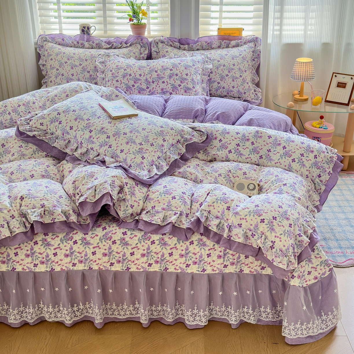 91家纺网 家纺一手货源 找家纺 （总）雅眠居  2025新款韩版花边高克重雕花绒牛奶绒床盖四件套