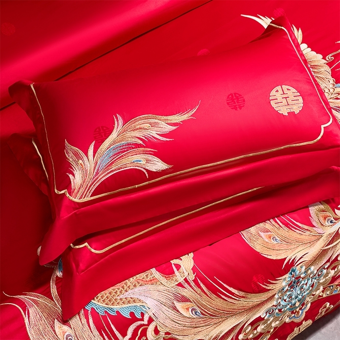 91家纺网 家纺一手货源 找家纺 （总）博之洋婚庆 2026新款长绒棉全棉贡缎提花款新中式婚庆四件套多件套