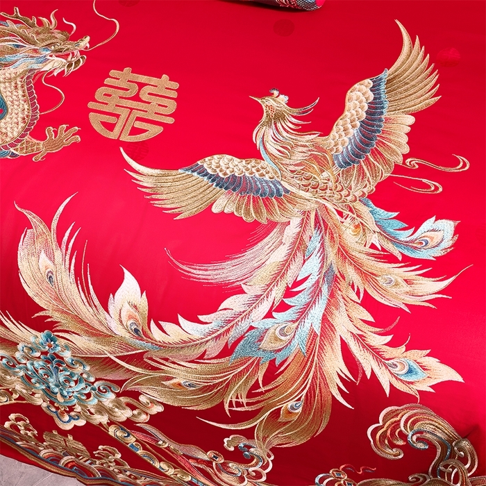 91家纺网 家纺一手货源 找家纺 （总）博之洋婚庆 2026新款长绒棉全棉贡缎提花款新中式婚庆四件套多件套