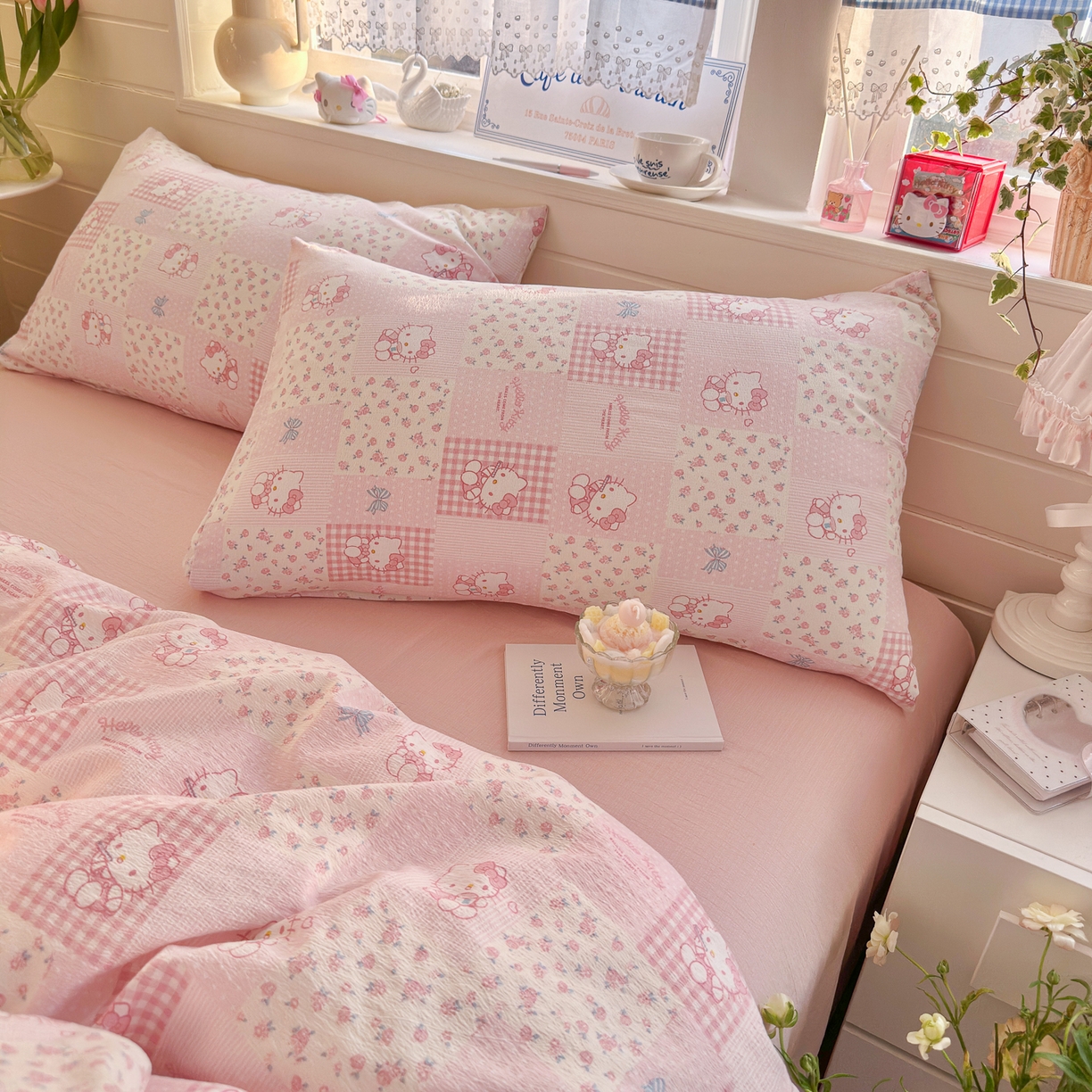 91家纺网 家纺一手货源 找家纺 初念 2026新款云感纱印花四件套 花间KT