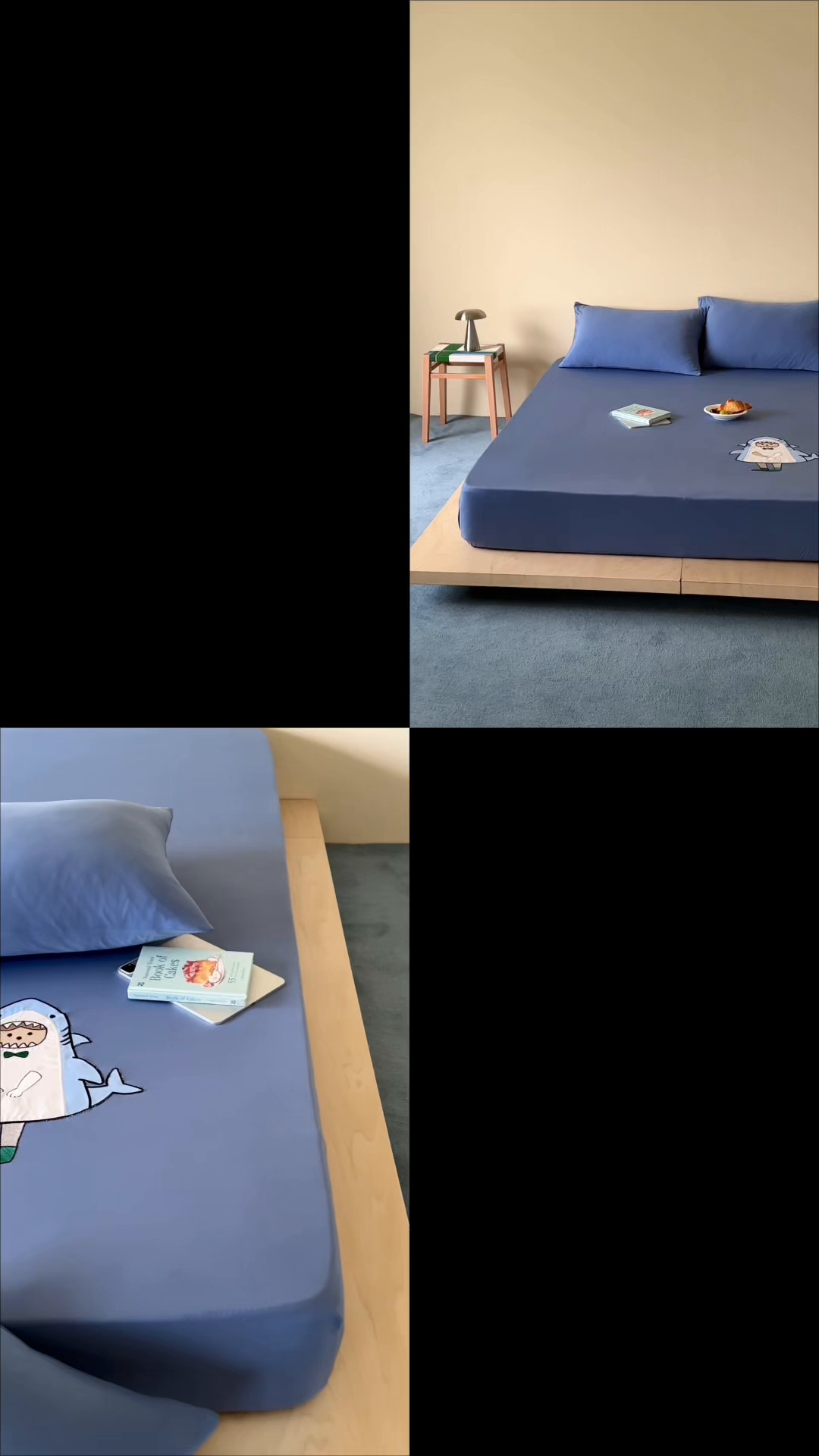 91家纺网 家纺一手货源 找家纺 RYB红黄兰 2026新款设计师原创A类锦氨贴布绣超凉感床笠三件套床笠单件 鲨鱼尼诺Nino