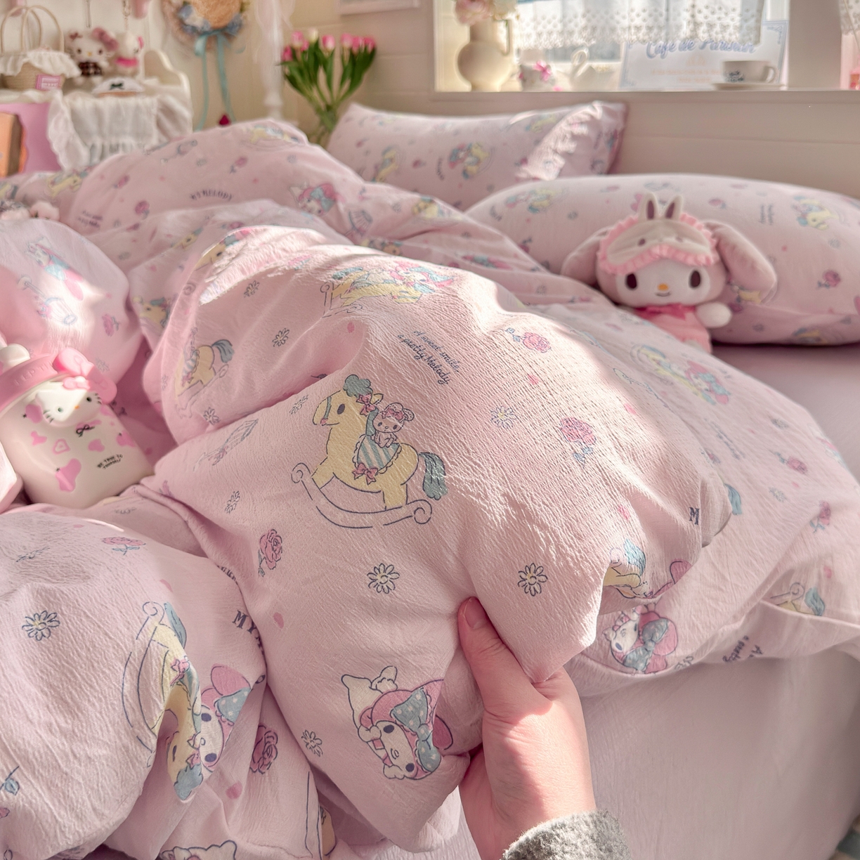 初念 2026新款云感纱印花四件套 马卡龙乐蒂