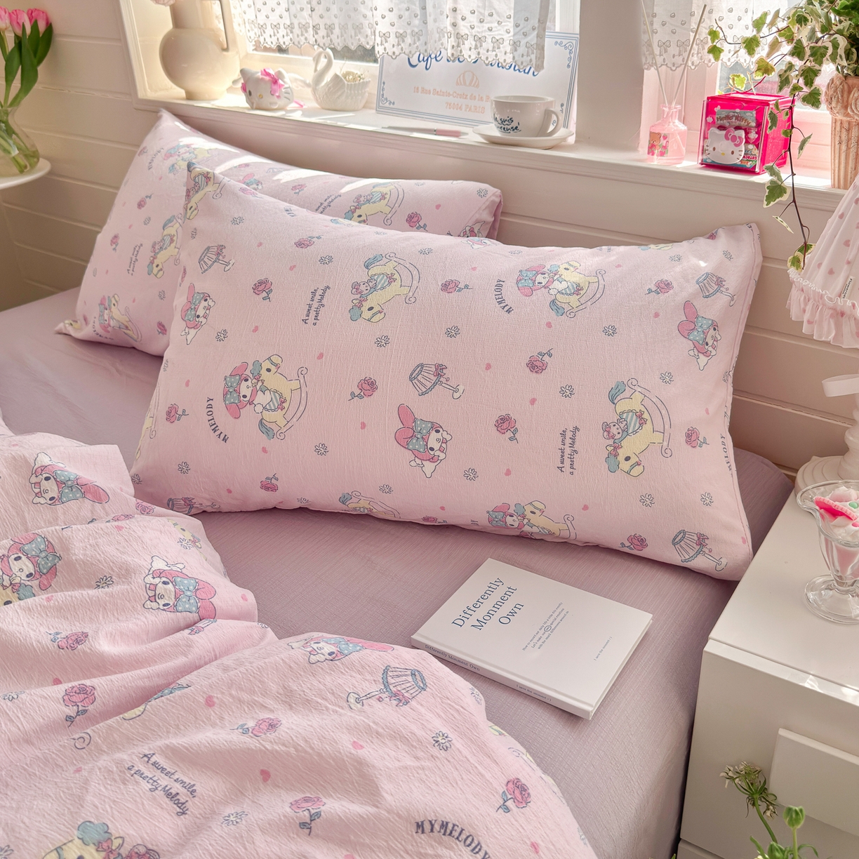 91家纺网 家纺一手货源 找家纺 初念 2026新款云感纱印花四件套 马卡龙乐蒂