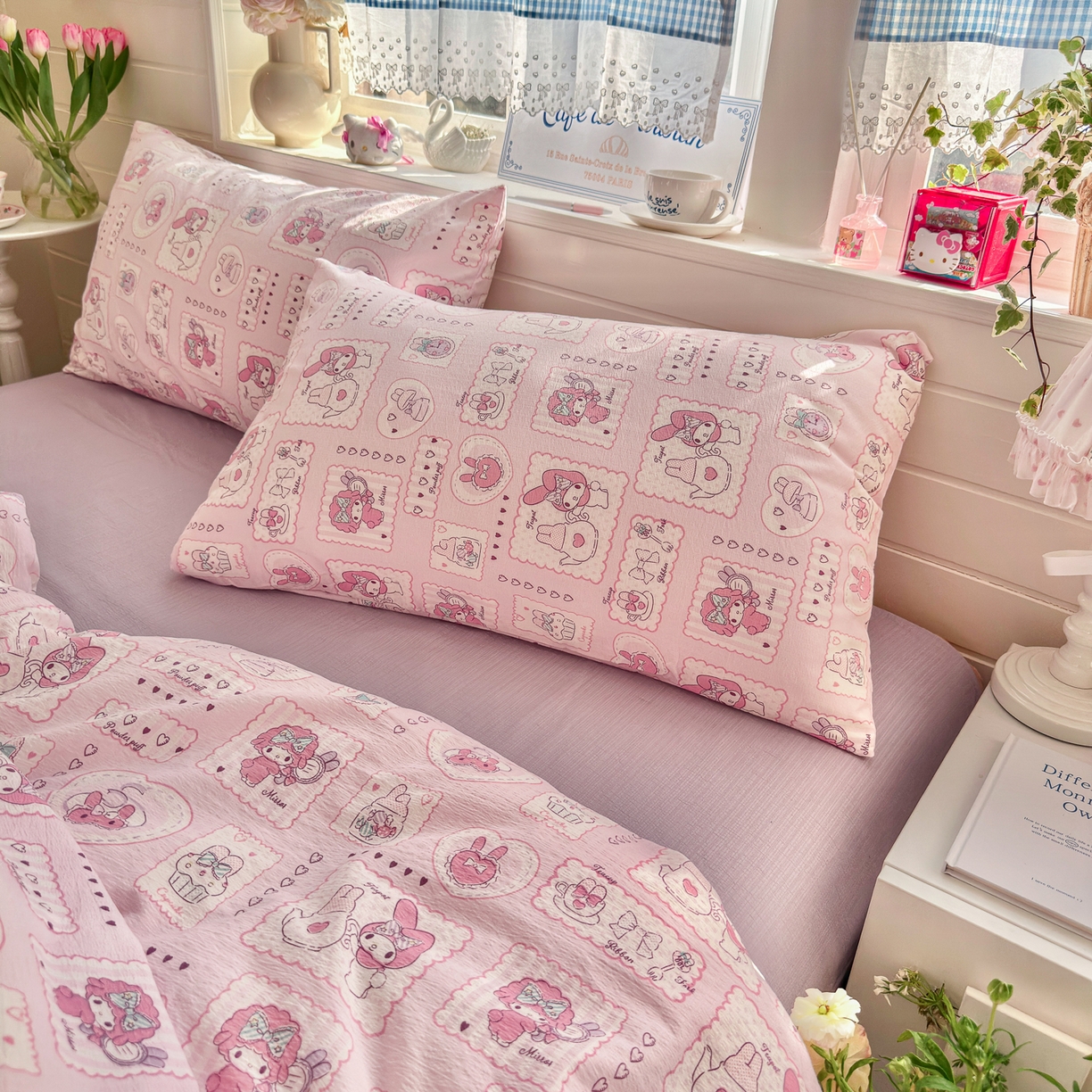 91家纺网 家纺一手货源 找家纺 初念 2026新款云感纱印花四件套 美乐蒂邮册