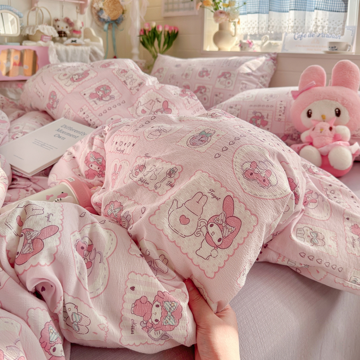 初念 2026新款云感纱印花四件套 美乐蒂邮册