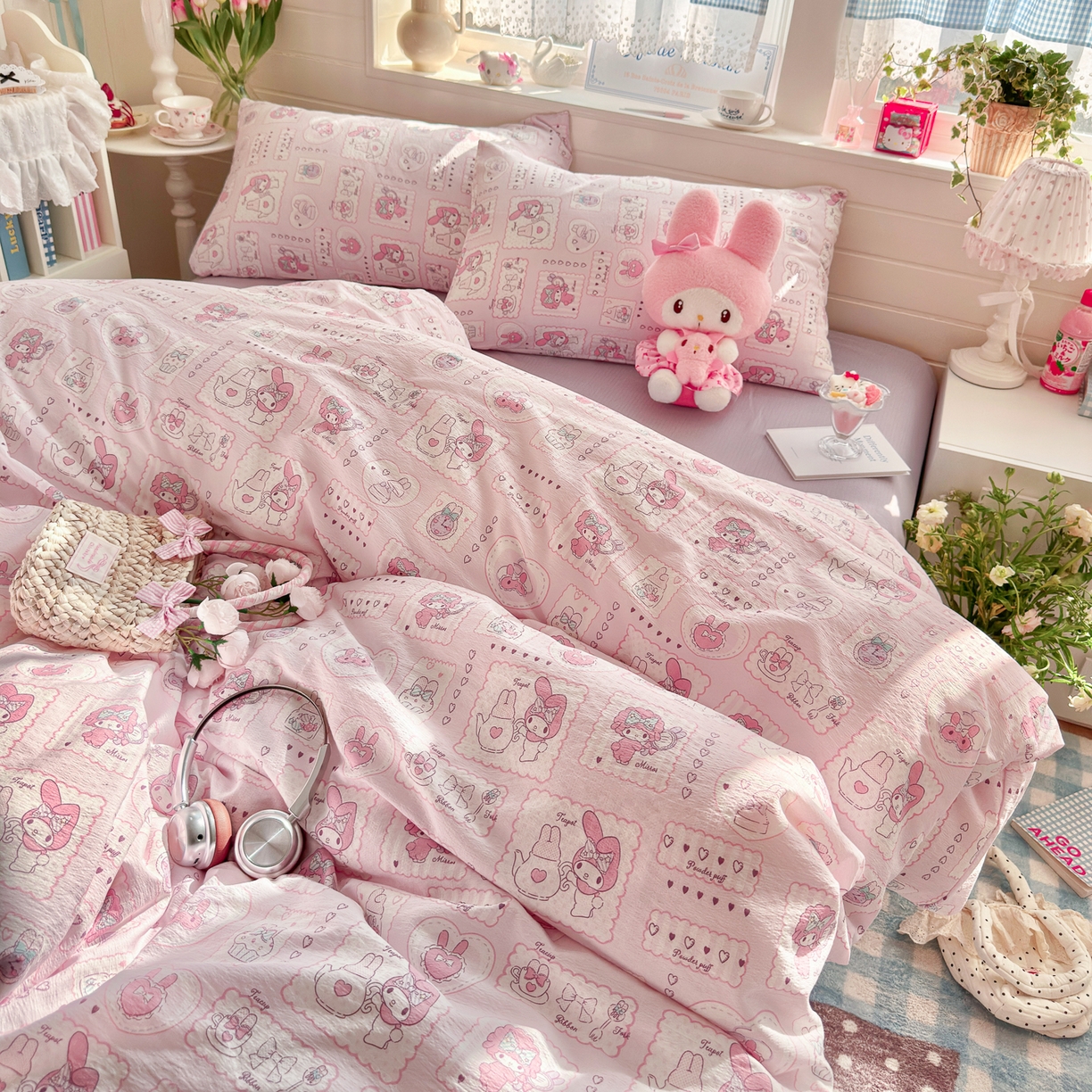 91家纺网 家纺一手货源 找家纺 初念 2026新款云感纱印花四件套 美乐蒂邮册