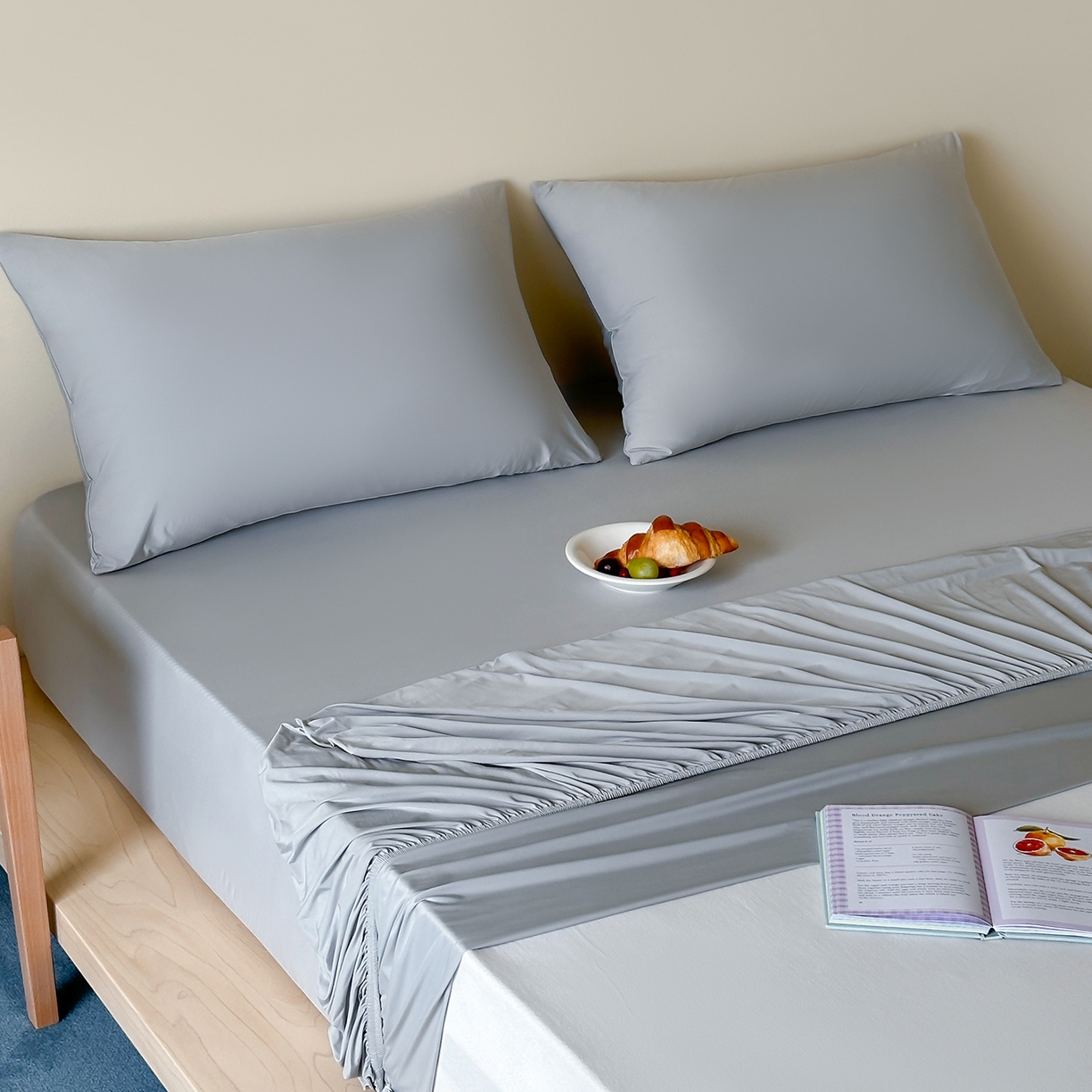 RYB红黄兰 2026新款设计师原创A类锦氨贴布绣超凉感床笠三件套床笠单件 魅影灰