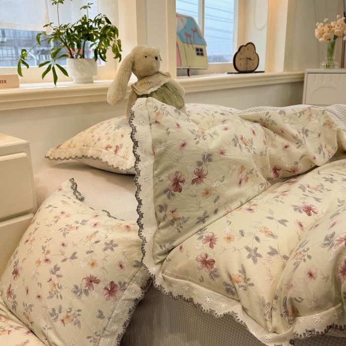 91家纺网 家纺一手货源 找家纺 漫仙阁家纺 2026新款云感泡芙棉夏被四件套 花梦