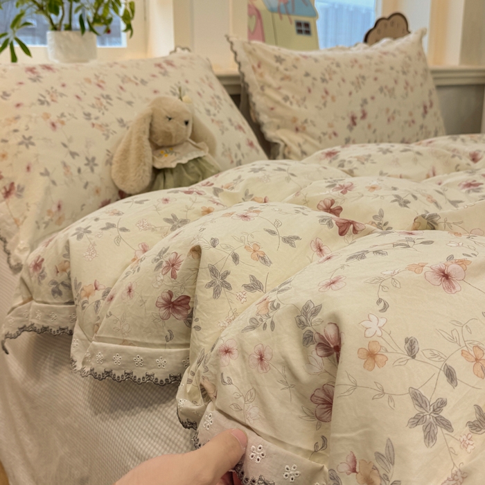 91家纺网 家纺一手货源 找家纺 漫仙阁家纺 2026新款云感泡芙棉夏被四件套 花梦