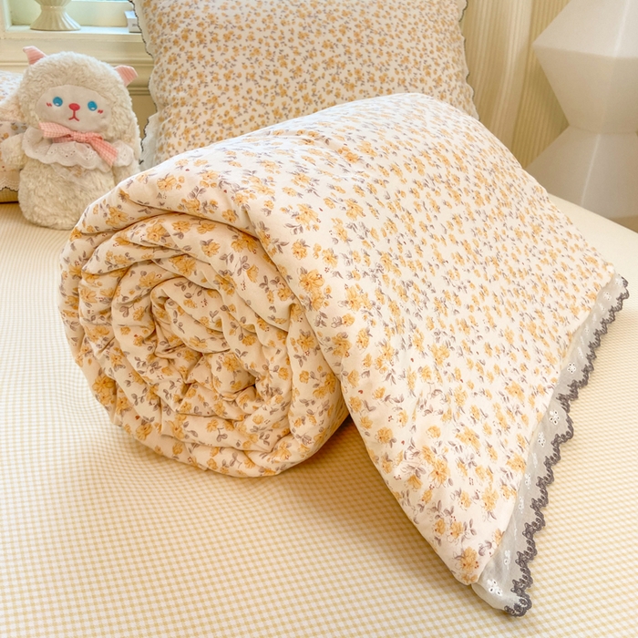 91家纺网 家纺一手货源 找家纺 漫仙阁家纺 2026新款云感泡芙棉夏被四件套 花影