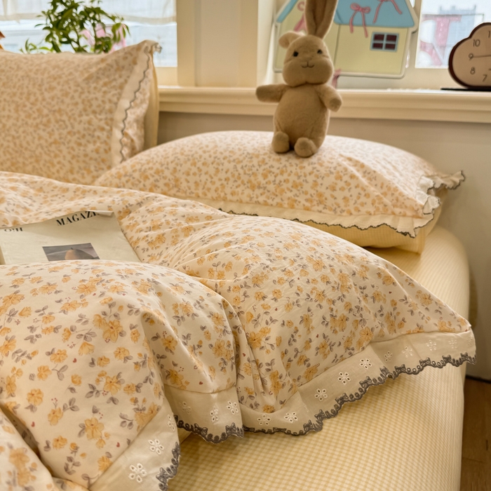 91家纺网 家纺一手货源 找家纺 漫仙阁家纺 2026新款云感泡芙棉夏被四件套 花影