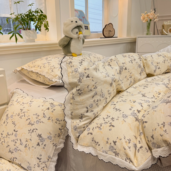 91家纺网 家纺一手货源 找家纺 漫仙阁家纺 2026新款云感泡芙棉夏被四件套 槿上花开