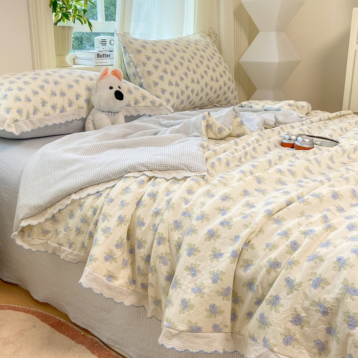 漫仙阁家纺 2026新款云感泡芙棉夏被四件套 兰黛