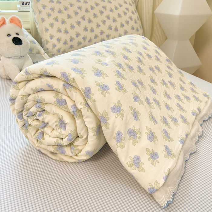 91家纺网 家纺一手货源 找家纺 漫仙阁家纺 2026新款云感泡芙棉夏被四件套 兰黛