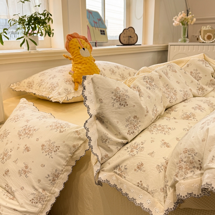 91家纺网 家纺一手货源 找家纺 漫仙阁家纺 2026新款云感泡芙棉夏被四件套 甜橘