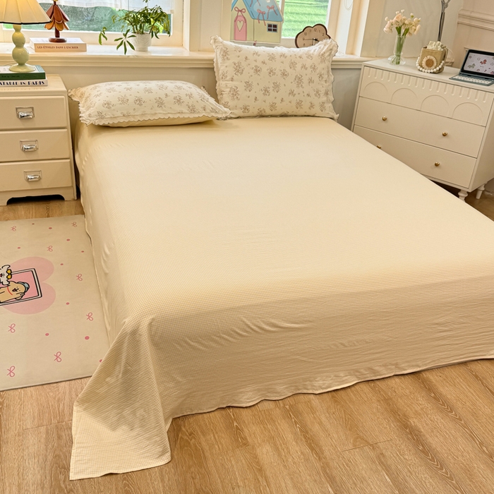 91家纺网 家纺一手货源 找家纺 漫仙阁家纺 2026新款云感泡芙棉夏被四件套 甜橘