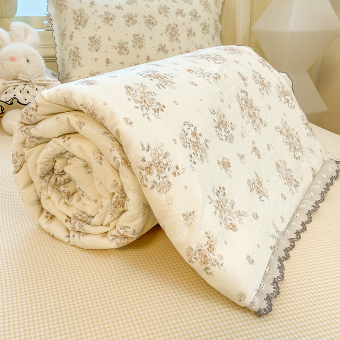 91家纺网 家纺一手货源 找家纺 漫仙阁家纺 2026新款云感泡芙棉夏被四件套 甜橘